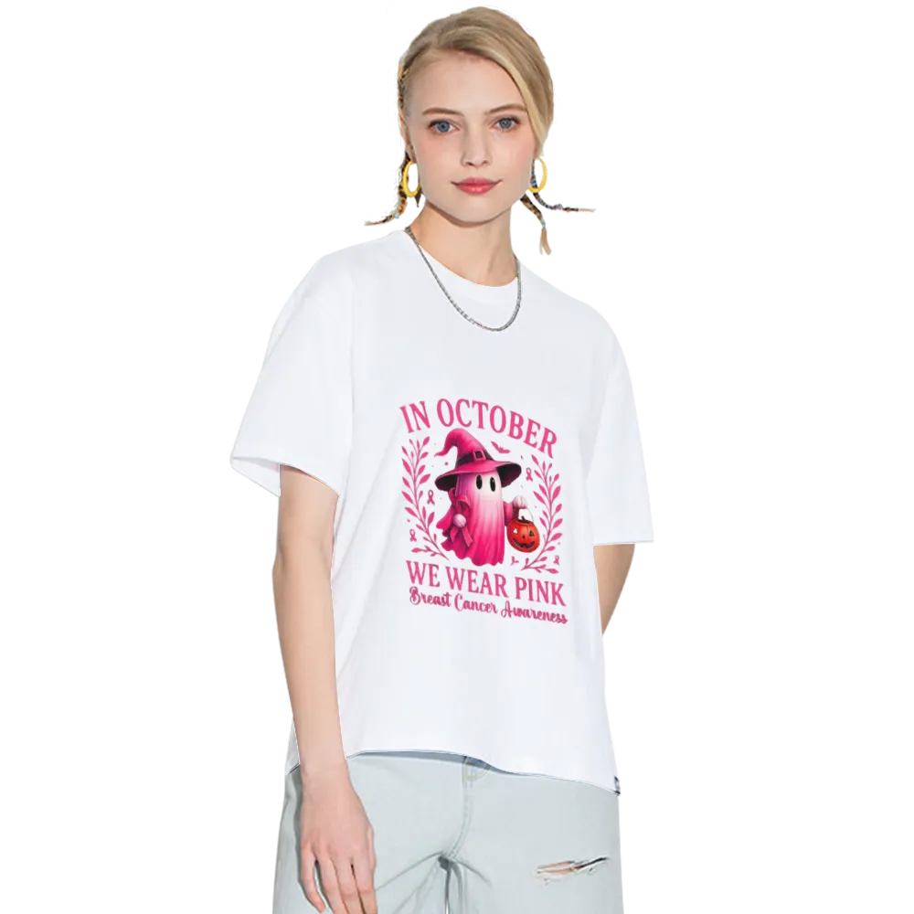 Breast Cancer Women Halloween in October We Wear Pink T-Shirt