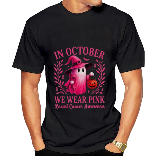 Breast Cancer Women Halloween in October We Wear Pink T-Shirt