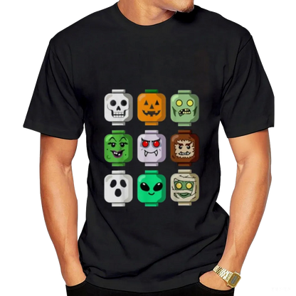 Halloween Building Brick Head Pumpkin Ghost Zombie Boys T-Shirt