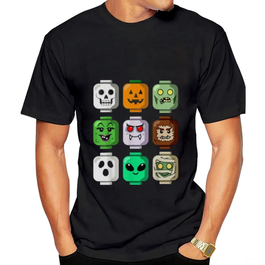 Halloween Building Brick Head Pumpkin Ghost Zombie Boys T-Shirt