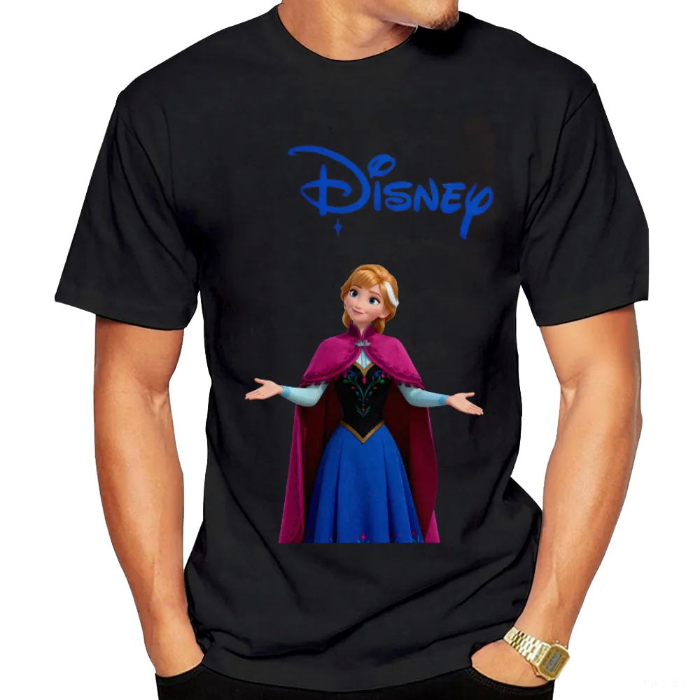 Disney Anna from Frozen Graphic Black T-Shirt for Men and Woman