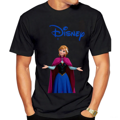 Disney Anna from Frozen Graphic Black T-Shirt for Men and Woman