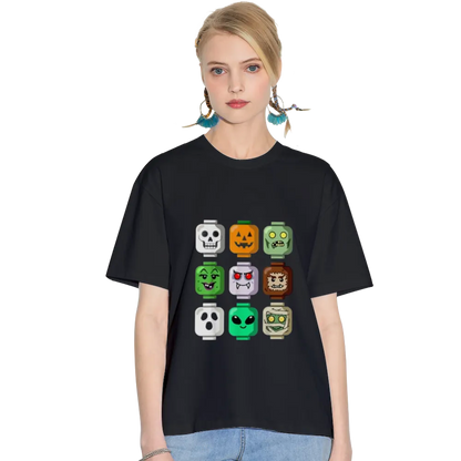 Halloween Building Brick Head Pumpkin Ghost Zombie Boys T-Shirt