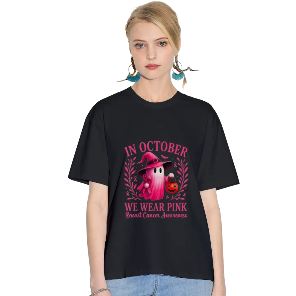 Breast Cancer Women Halloween in October We Wear Pink T-Shirt