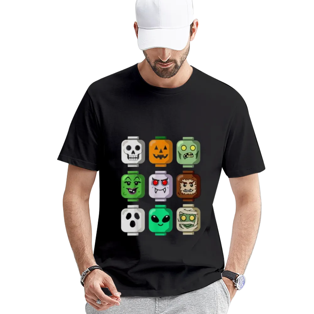 Halloween Building Brick Head Pumpkin Ghost Zombie Boys T-Shirt