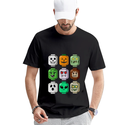 Halloween Building Brick Head Pumpkin Ghost Zombie Boys T-Shirt