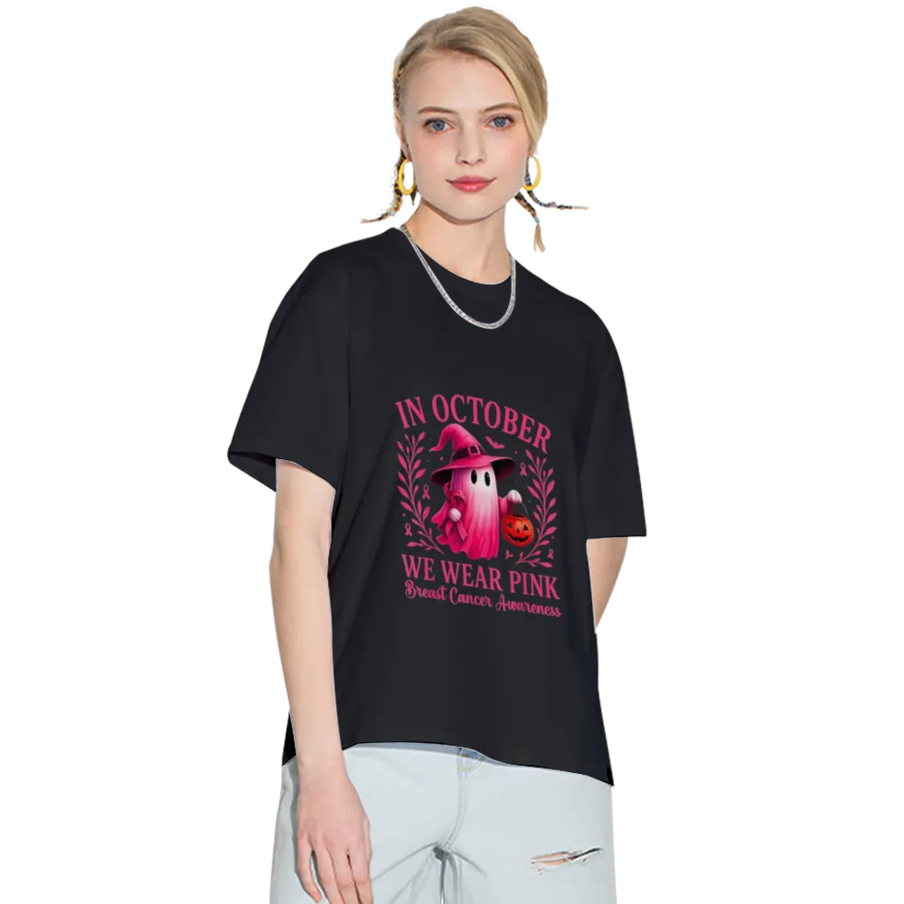 Breast Cancer Women Halloween in October We Wear Pink T-Shirt