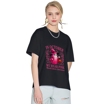 Breast Cancer Women Halloween in October We Wear Pink T-Shirt