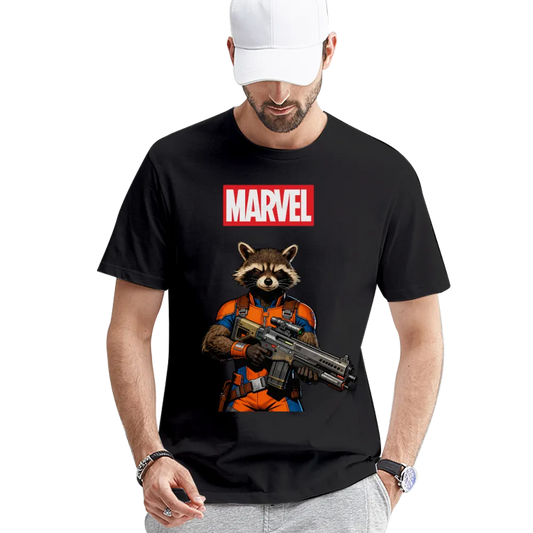 Marvel Guardians of the Galaxy Rocket Raccoon Graphic Tee - A Must-Have for Marvel Fans!