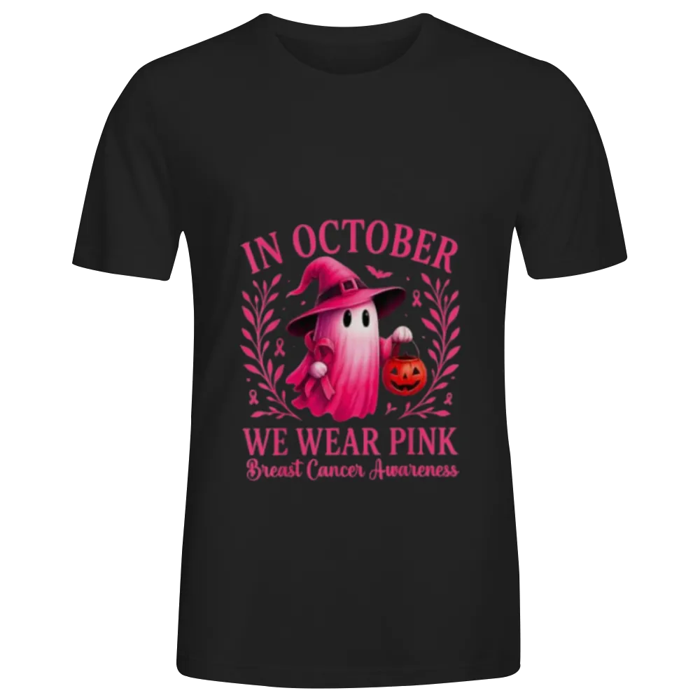 Breast Cancer Women Halloween in October We Wear Pink T-Shirt