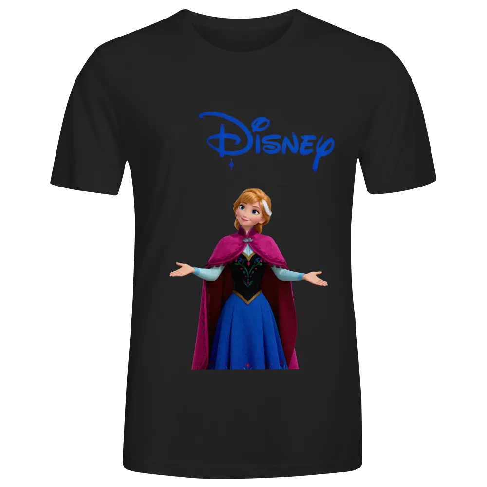 Disney Anna from Frozen Graphic Black T-Shirt for Men and Woman