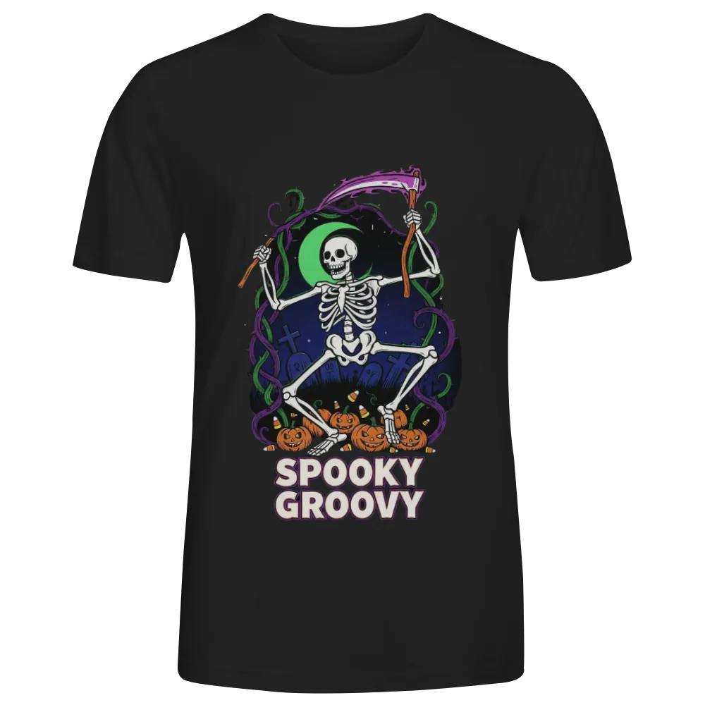 Halloween "Spooky Groovy" Dancing Skeleton Graphic Tee