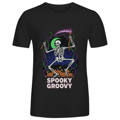 Halloween "Spooky Groovy" Dancing Skeleton Graphic Tee