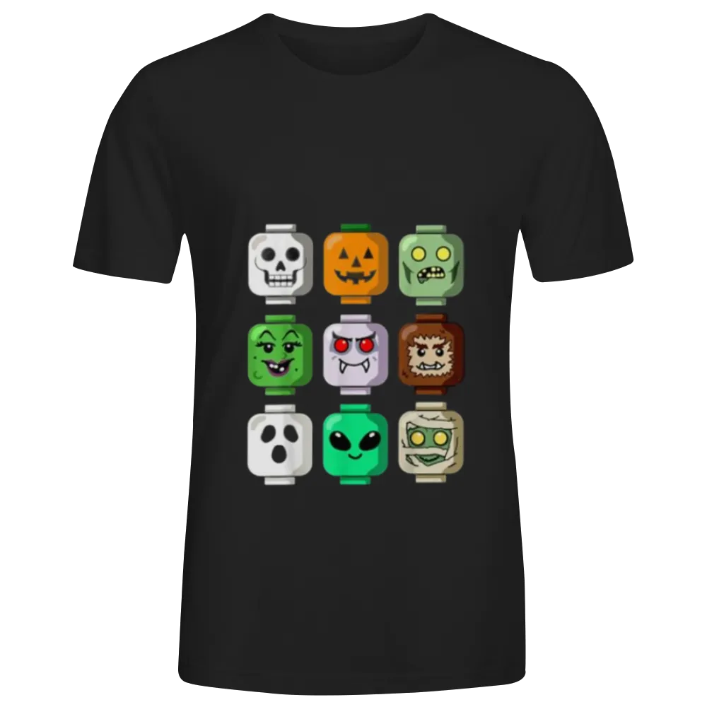 Halloween Building Brick Head Pumpkin Ghost Zombie Boys T-Shirt