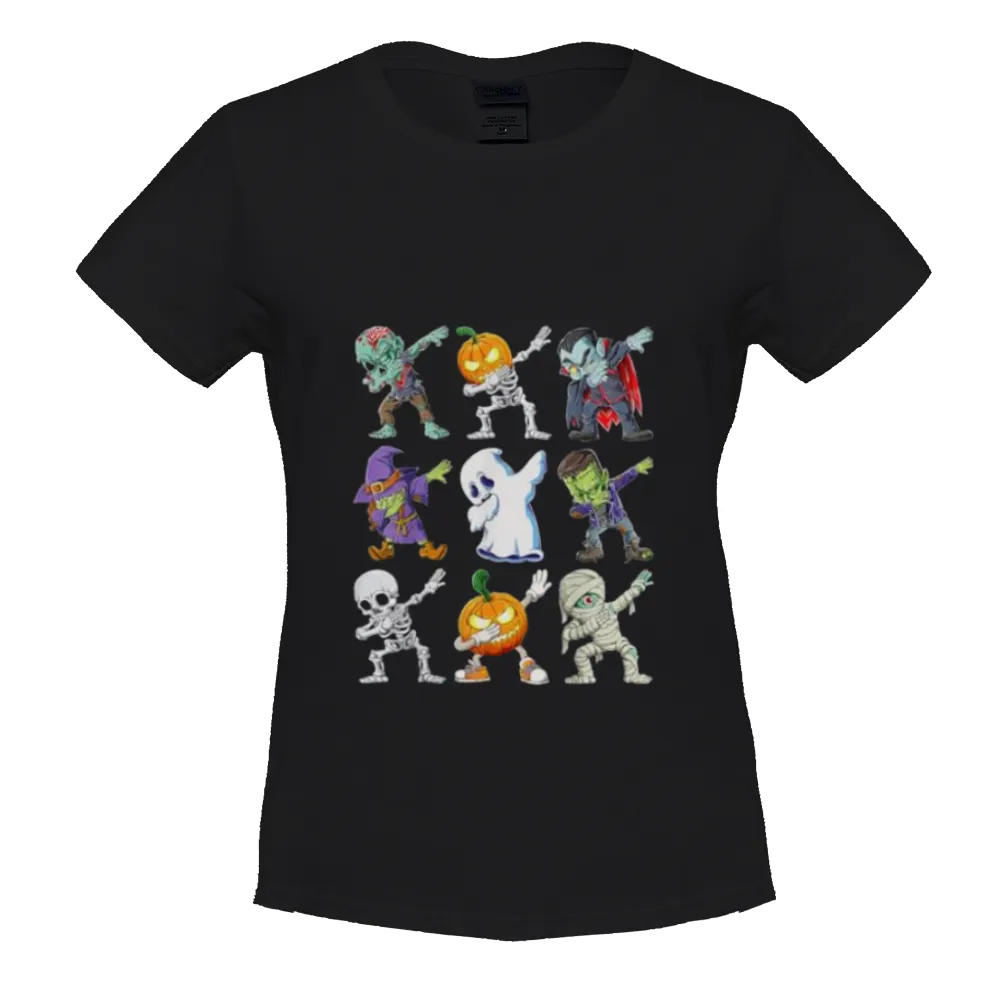 Dabbing Halloween Boys Skeleton Zombie Scary Pumpkin Mummy T-Shirt