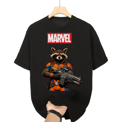 Marvel Guardians of the Galaxy Rocket Raccoon Graphic Tee - A Must-Have for Marvel Fans!