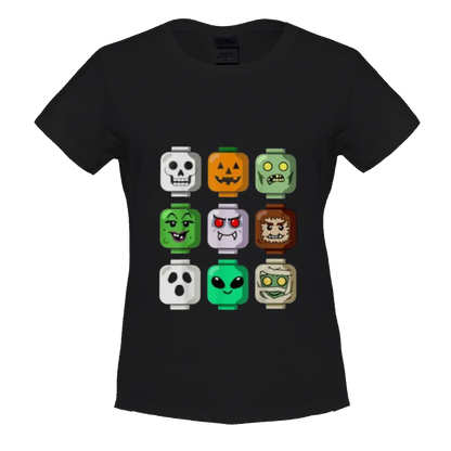 Halloween Building Brick Head Pumpkin Ghost Zombie Boys T-Shirt