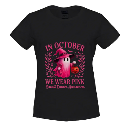 Breast Cancer Women Halloween in October We Wear Pink T-Shirt