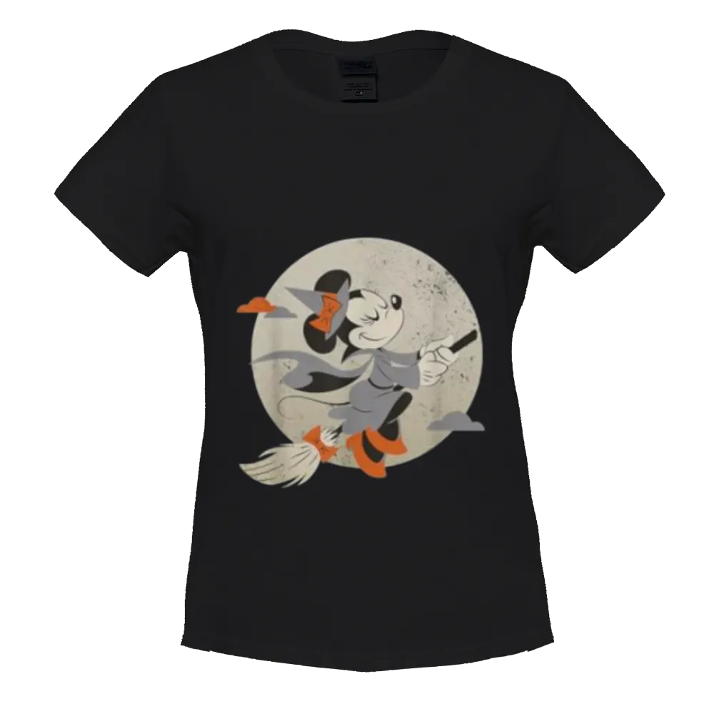 Disney Minnie Mouse Flying Witch Costume Halloween T-Shirt
