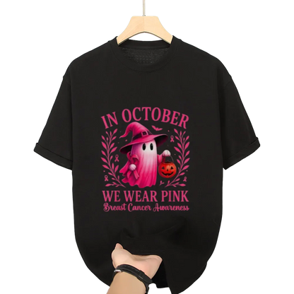 Breast Cancer Women Halloween in October We Wear Pink T-Shirt