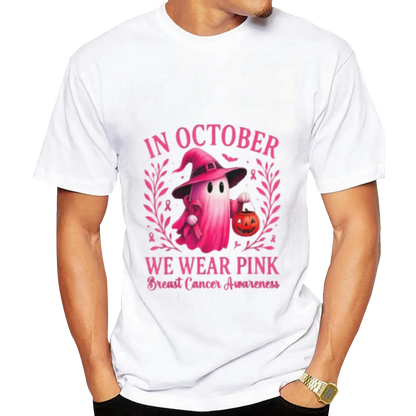 Breast Cancer Women Halloween in October We Wear Pink T-Shirt