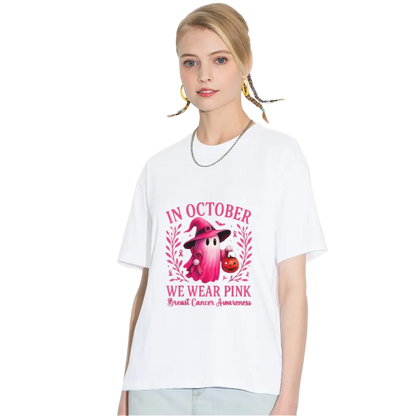 Breast Cancer Women Halloween in October We Wear Pink T-Shirt