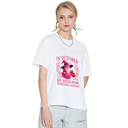 Breast Cancer Women Halloween in October We Wear Pink T-Shirt
