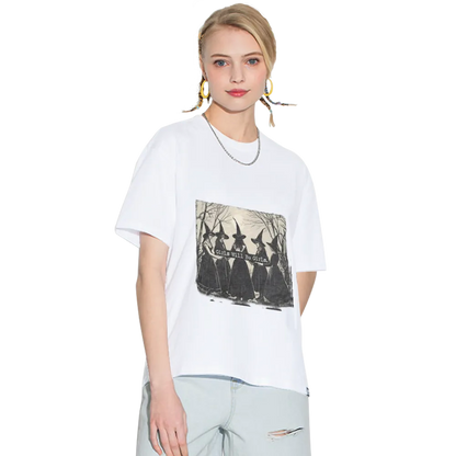 Basic Witch Halloween T Shirt Women Vintage Graphic Coffee Tees Shirt Short Sleeve Casual Funny Halloween Party Shirts