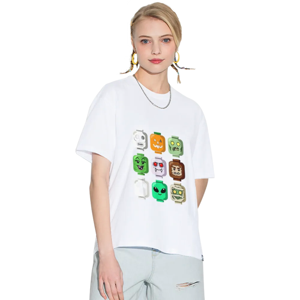 Halloween Building Brick Head Pumpkin Ghost Zombie Boys T-Shirt