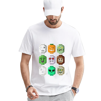 Halloween Building Brick Head Pumpkin Ghost Zombie Boys T-Shirt