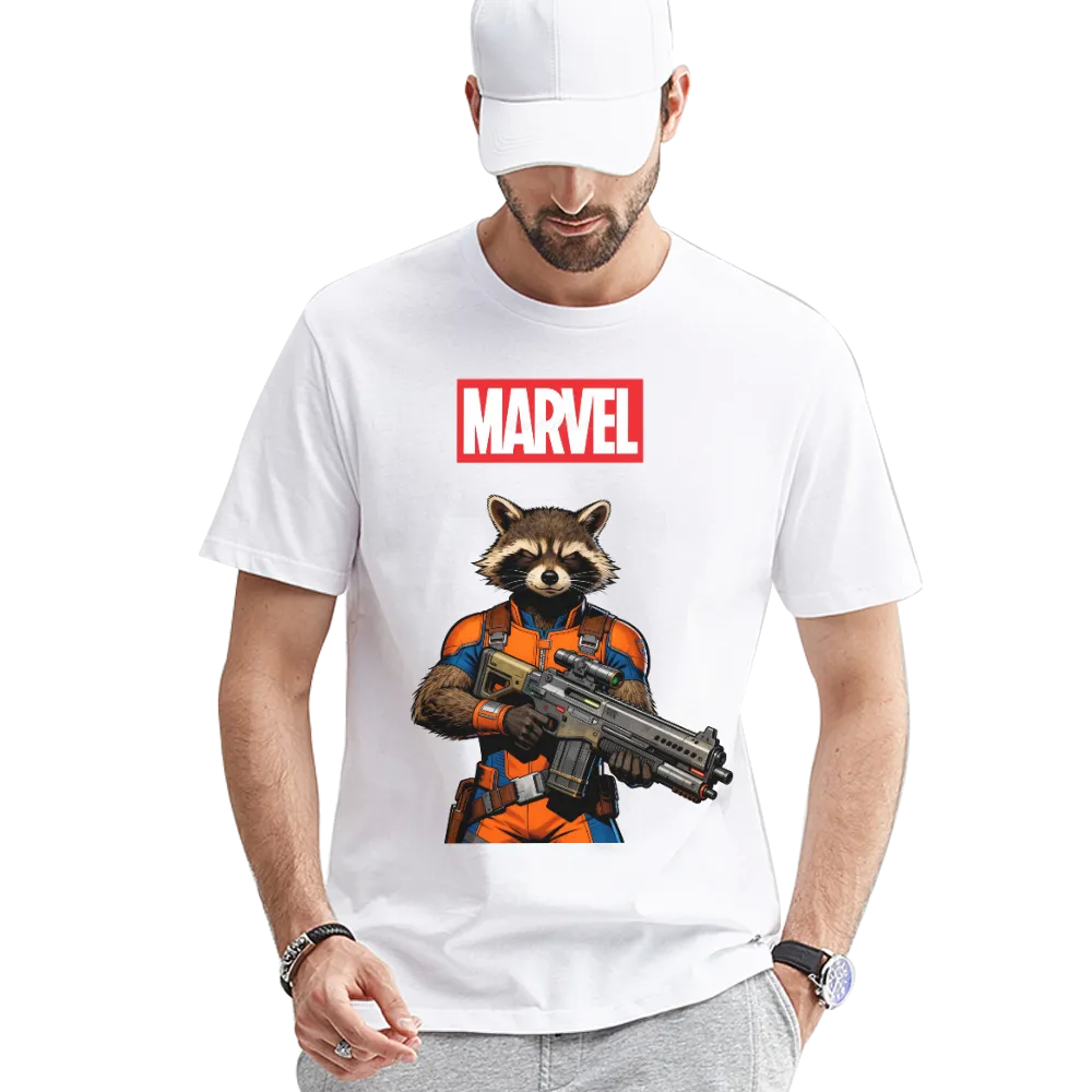 Marvel Guardians of the Galaxy Rocket Raccoon Graphic Tee - A Must-Have for Marvel Fans!