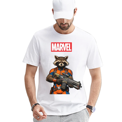 Marvel Guardians of the Galaxy Rocket Raccoon Graphic Tee - A Must-Have for Marvel Fans!