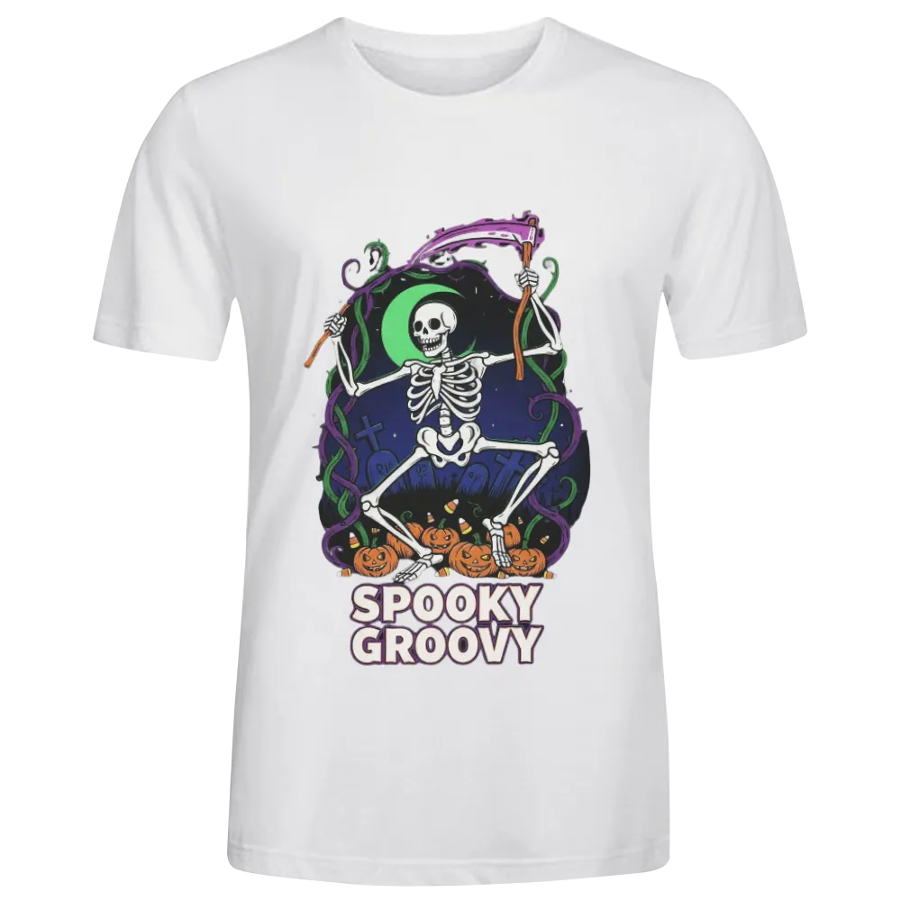 Halloween "Spooky Groovy" Dancing Skeleton Graphic Tee