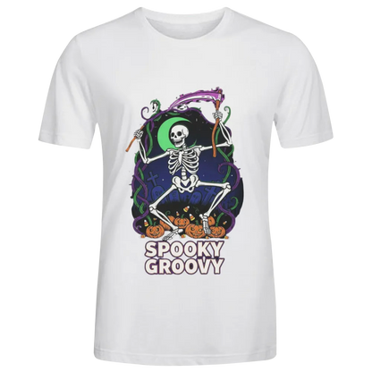 Halloween "Spooky Groovy" Dancing Skeleton Graphic Tee