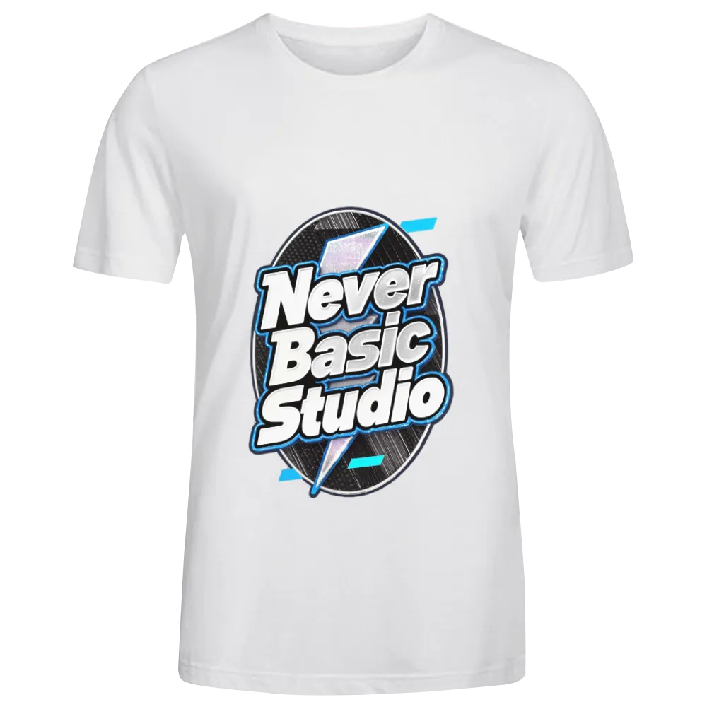 Custom "Never Basic Studio" Logo Tee – Personalized T - Shirt for Your Brand