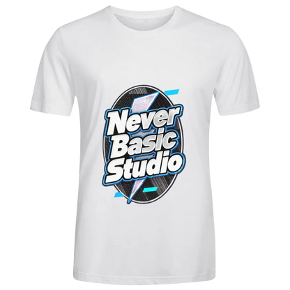 Custom "Never Basic Studio" Logo Tee – Personalized T - Shirt for Your Brand