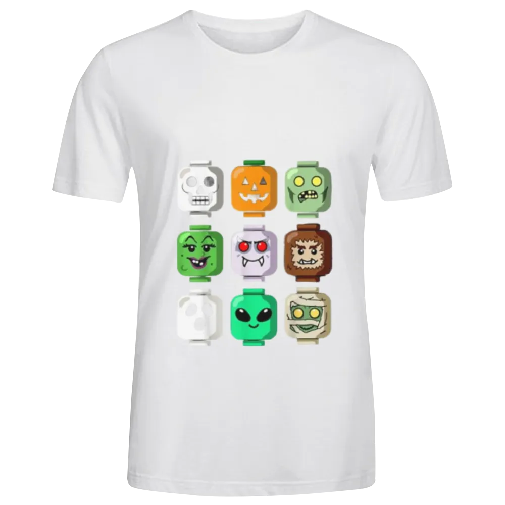 Halloween Building Brick Head Pumpkin Ghost Zombie Boys T-Shirt