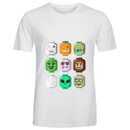 Halloween Building Brick Head Pumpkin Ghost Zombie Boys T-Shirt