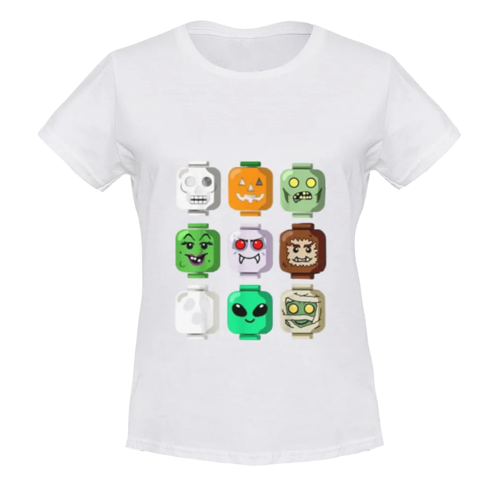 Halloween Building Brick Head Pumpkin Ghost Zombie Boys T-Shirt