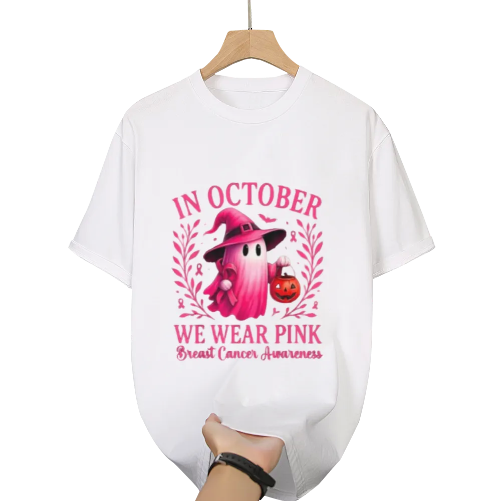 Breast Cancer Women Halloween in October We Wear Pink T-Shirt