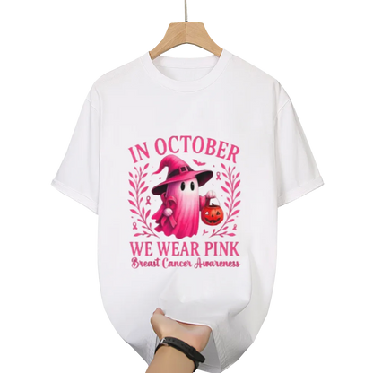 Breast Cancer Women Halloween in October We Wear Pink T-Shirt