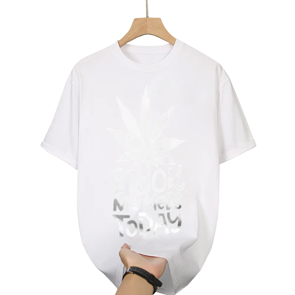 Humorous "I Took My Meds Today" Cannabis Leaf Graphic Tee