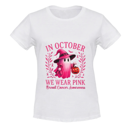 Breast Cancer Women Halloween in October We Wear Pink T-Shirt