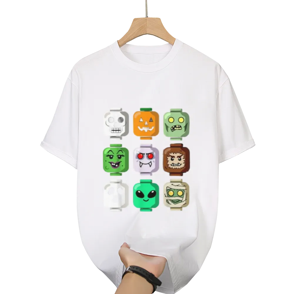 Halloween Building Brick Head Pumpkin Ghost Zombie Boys T-Shirt